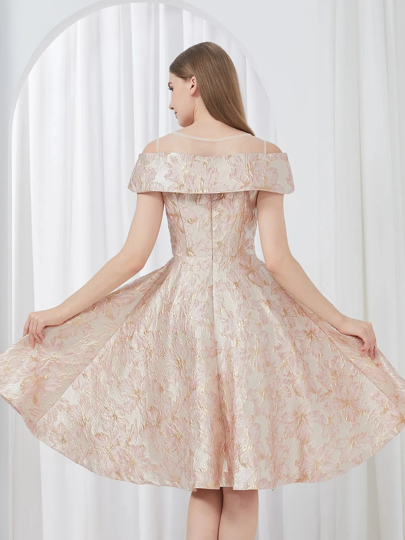 Embroidered Evening Ball Gown Dress