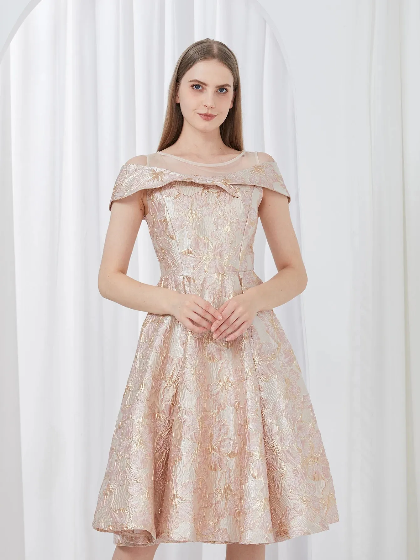Embroidered Evening Ball Gown Dress