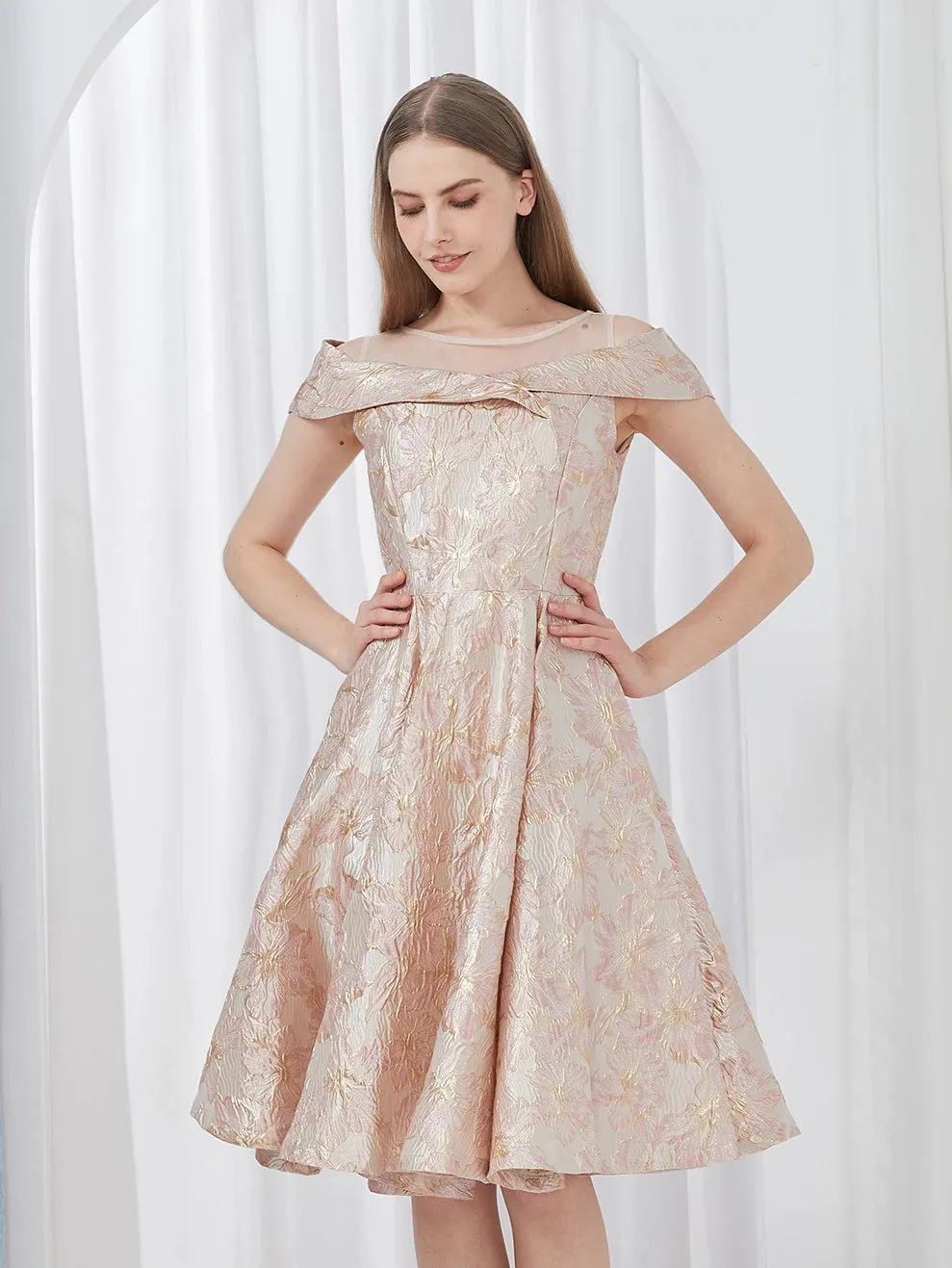 Embroidered Evening Ball Gown Dress
