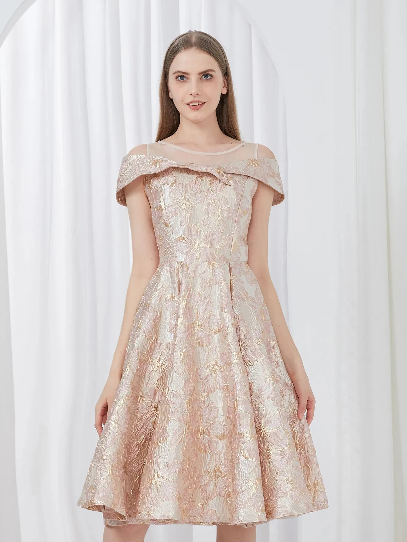 Embroidered Evening Ball Gown Dress
