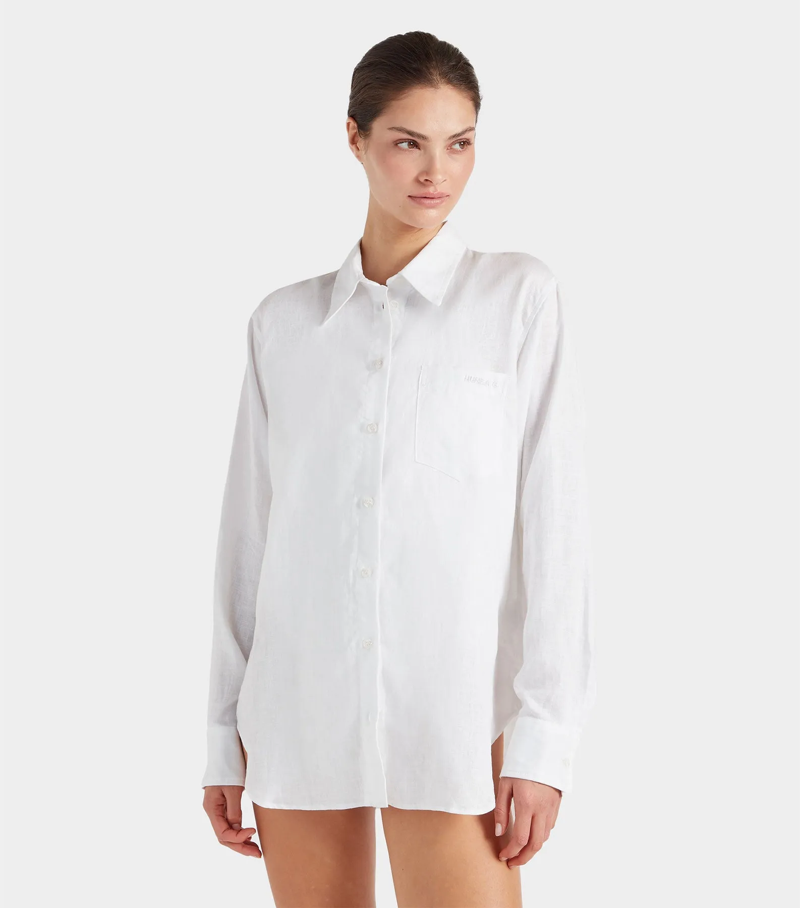 Embroidered Oversized Shirt - White