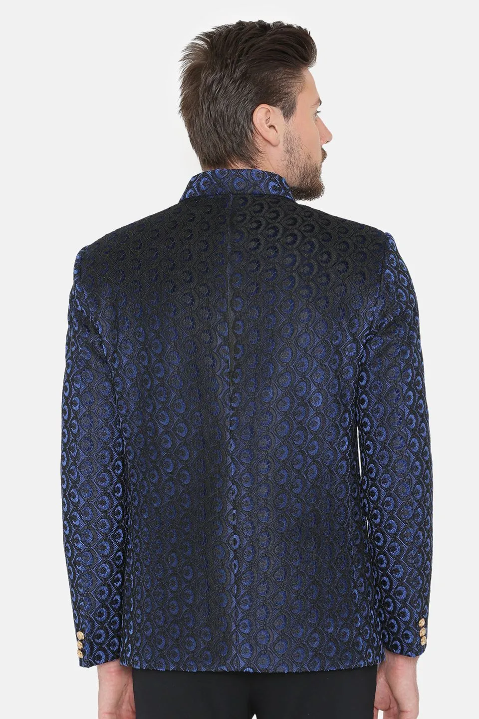 EmbroideRed Velvet Blue Bandhgala