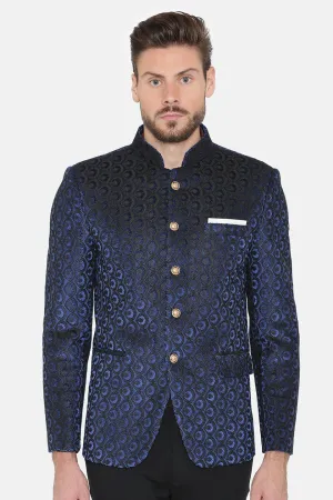 EmbroideRed Velvet Blue Bandhgala