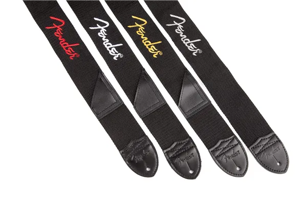 Fender Logo Strap, Black/Gray Logo, 2"