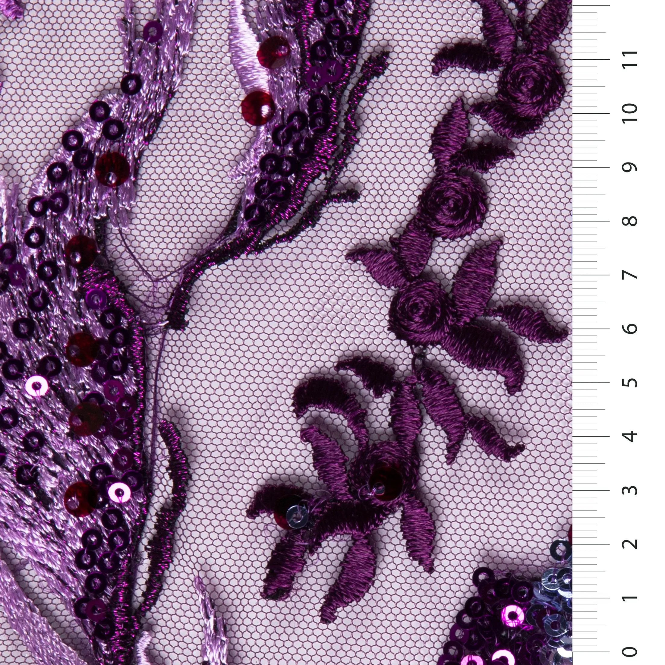 Floral Design Colorful Sequin Embroidered Tulle Fabric