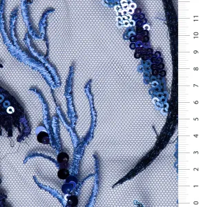 Floral Design Colorful Sequin Embroidered Tulle Fabric