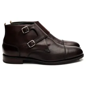 'Freeman' Dark Brown Leather Double Monk Strap Boots UK 9 F