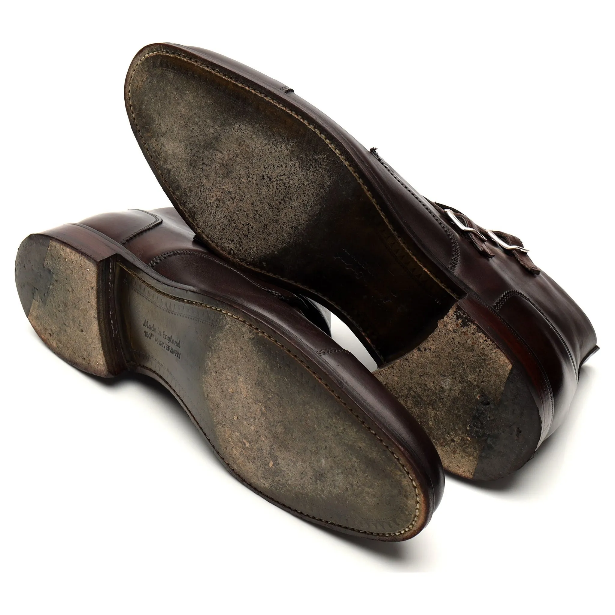 'Freeman' Dark Brown Leather Double Monk Strap Boots UK 9 F