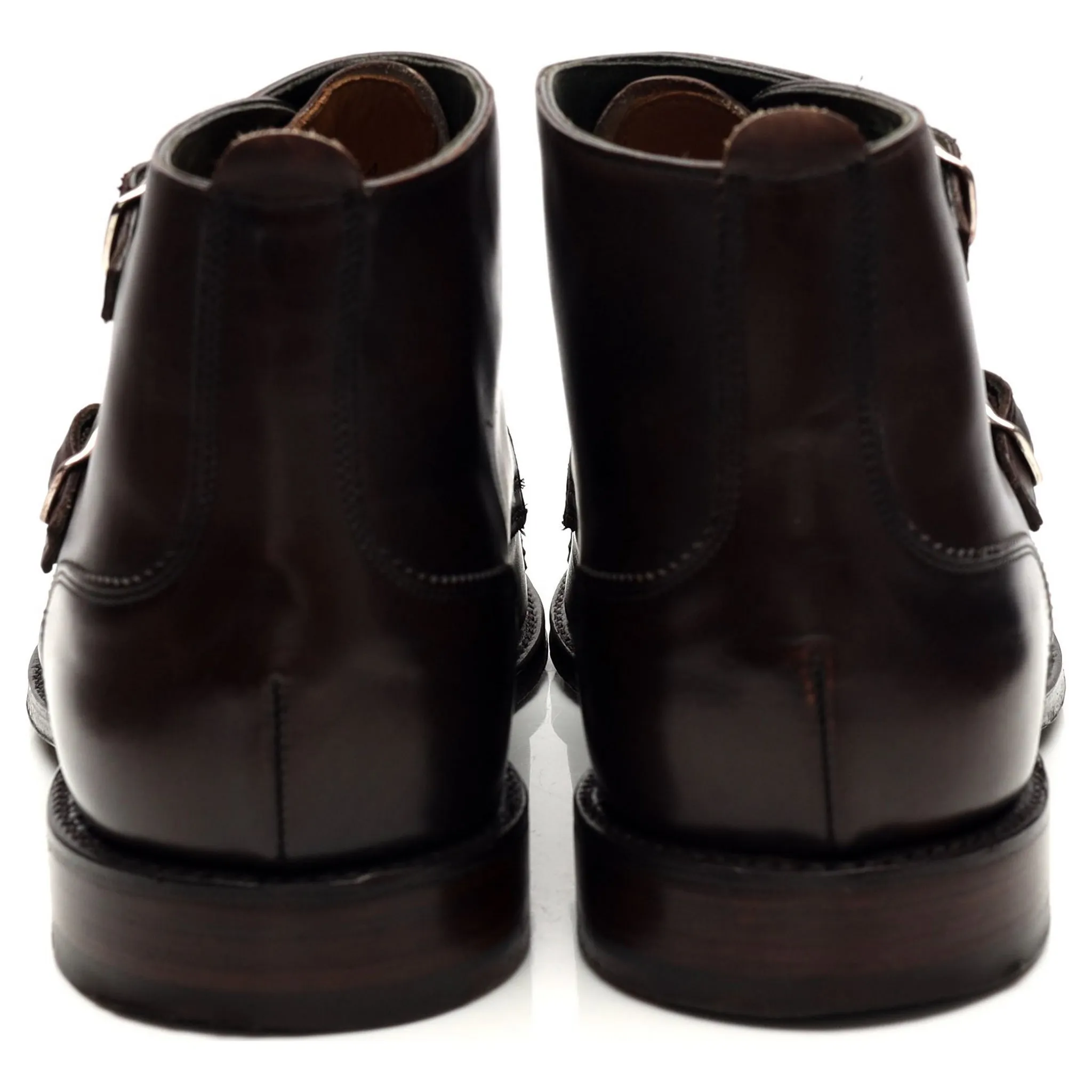 'Freeman' Dark Brown Leather Double Monk Strap Boots UK 9 F