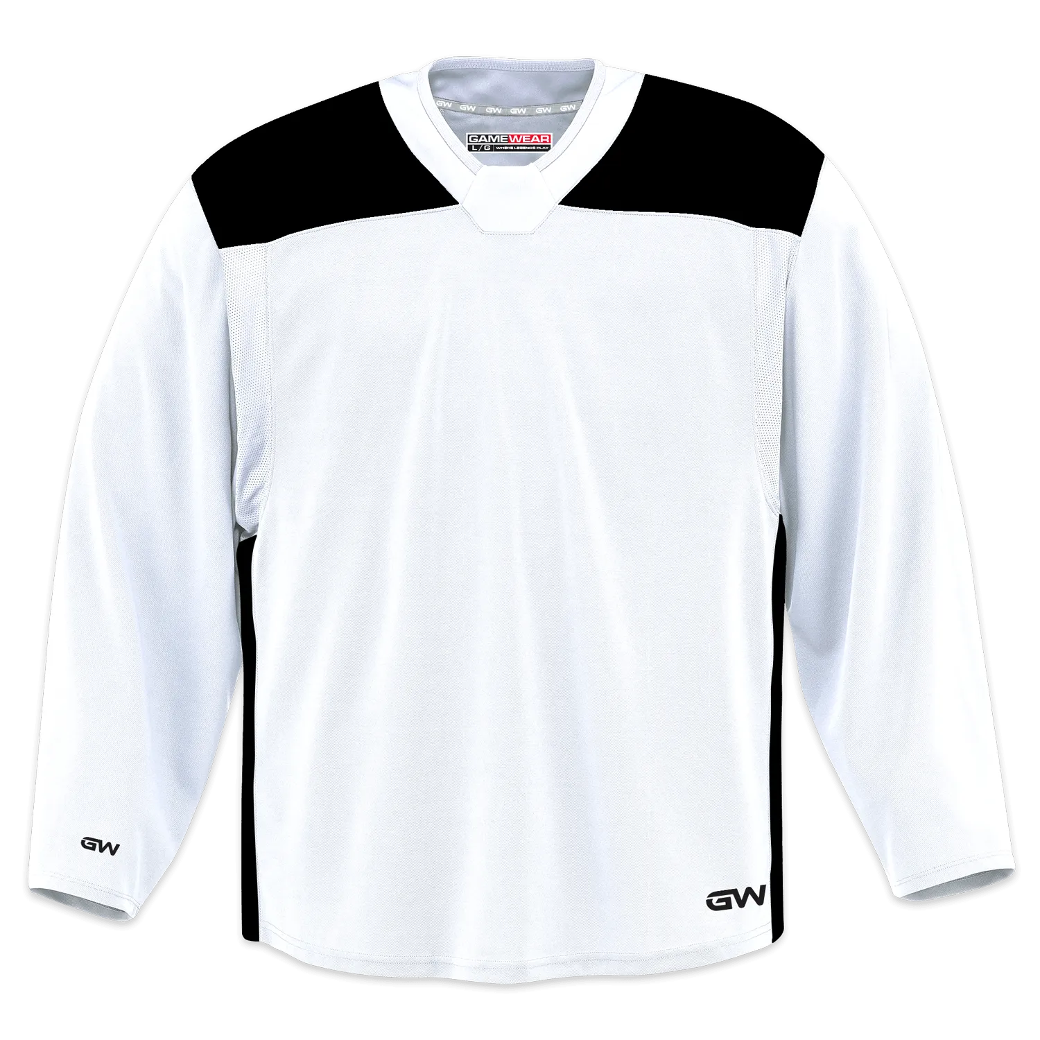 GameWear GW6500 ProLite Series Senior Hockey Practice Jersey - White / Black