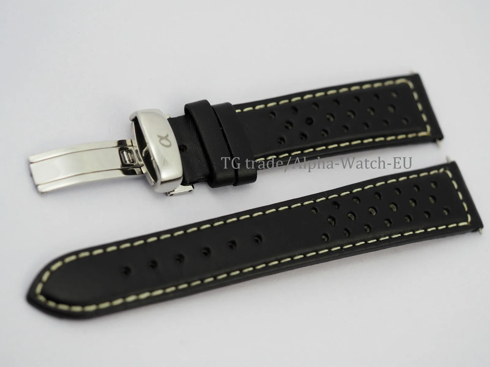 Genuine Italian leather watch strap 20mm Alpha logo