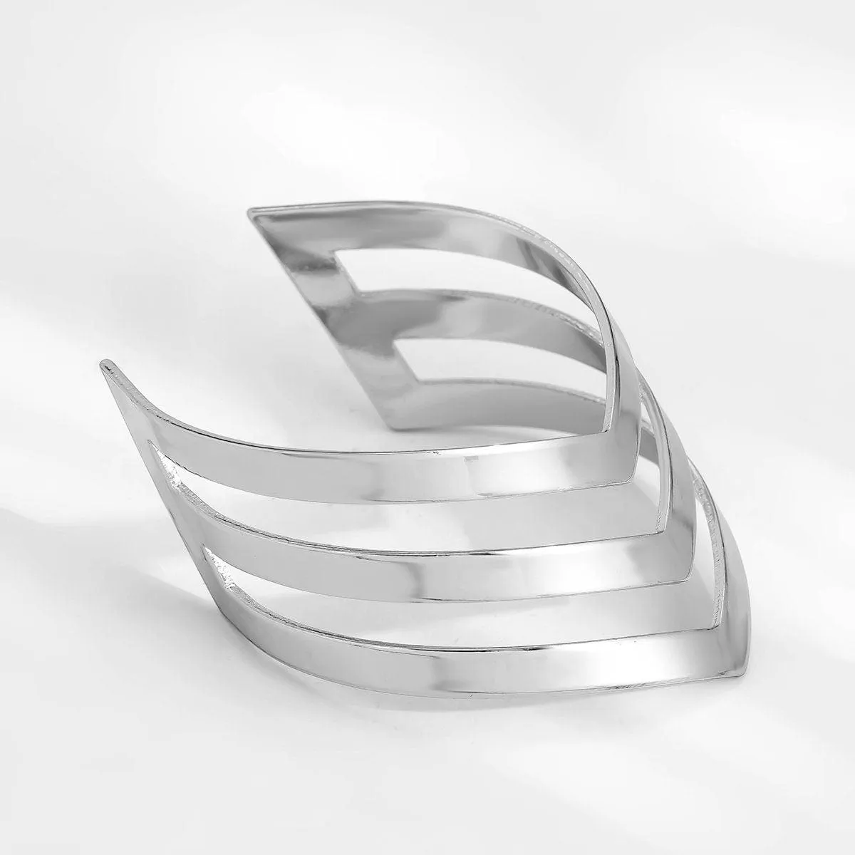Geometric Abstract V Shaped Pattern Bold Cuff Bracelet