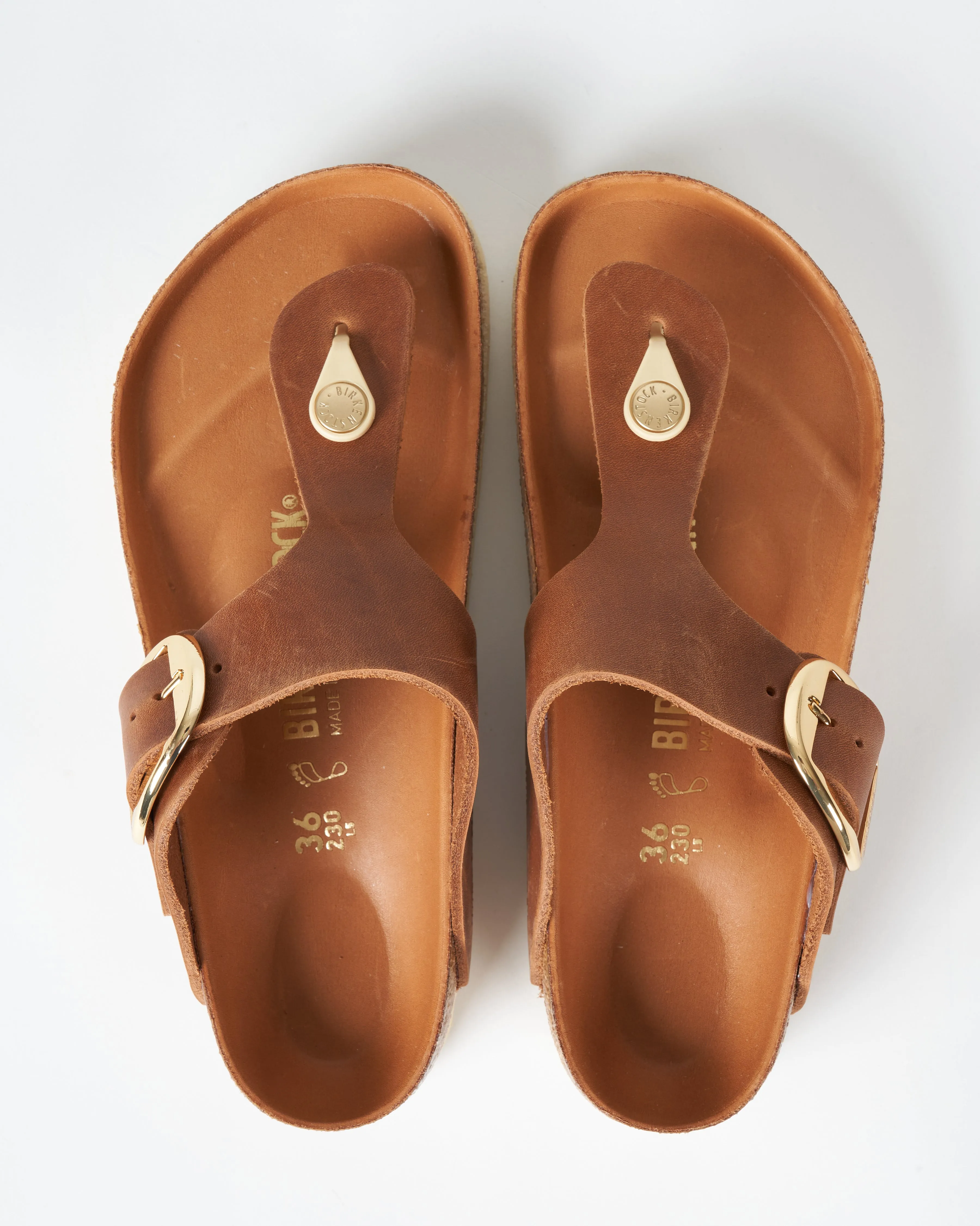 gizeh big buckle sandal - leather cognac
