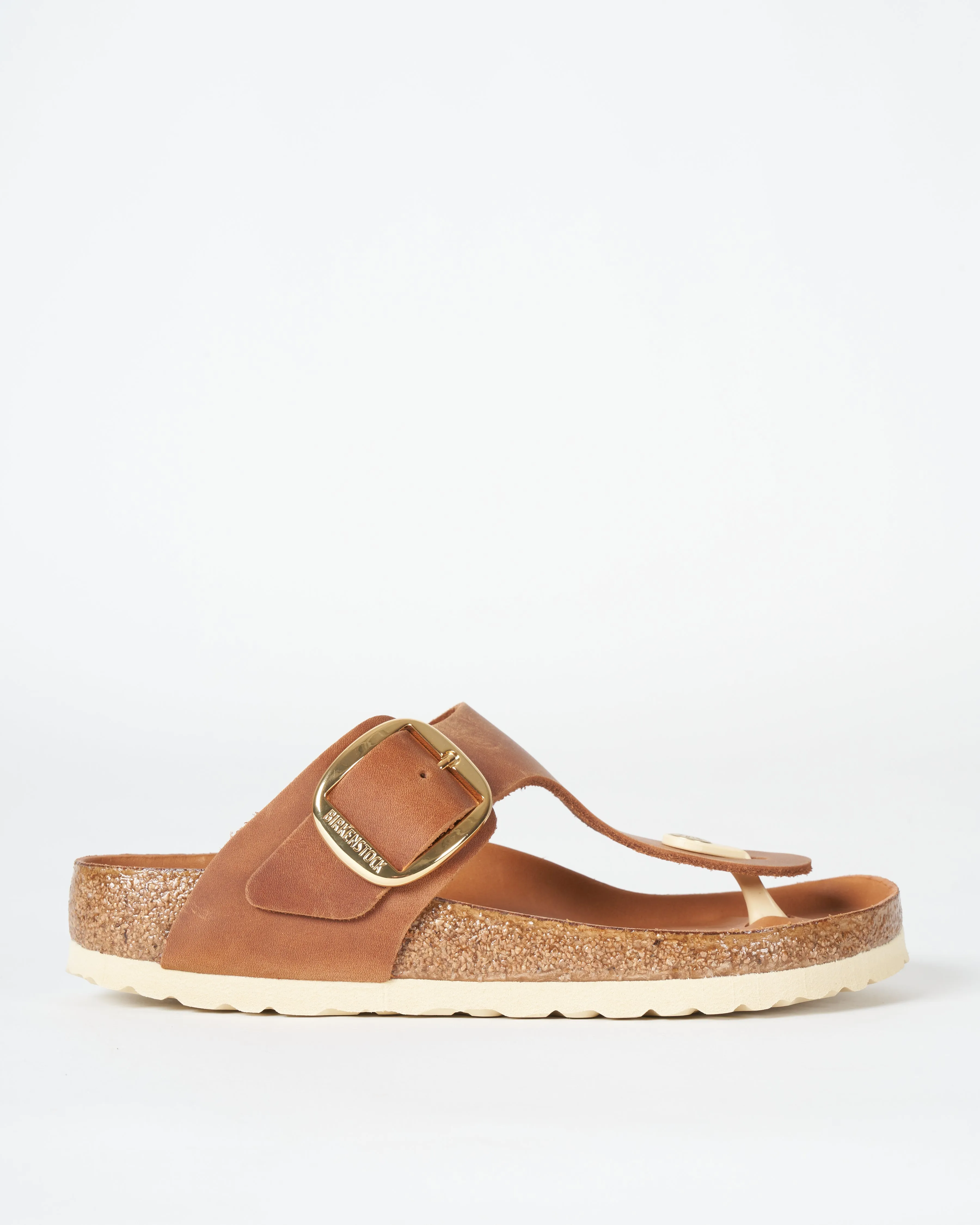 gizeh big buckle sandal - leather cognac