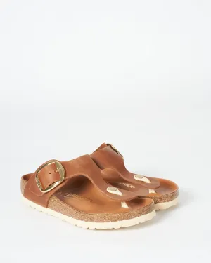 gizeh big buckle sandal - leather cognac