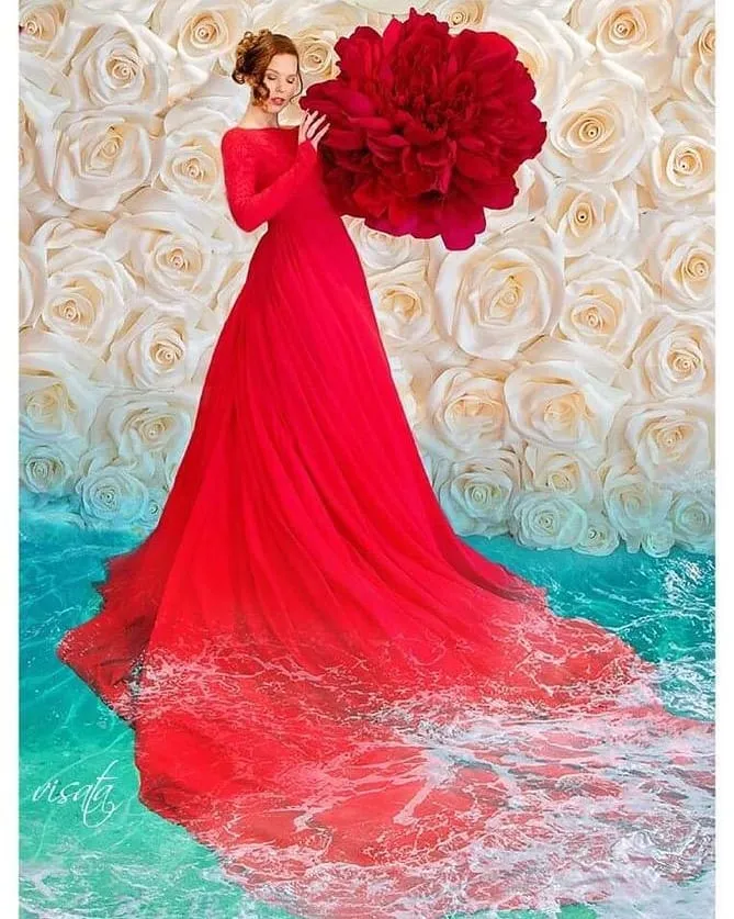 GODDESS Lace Low Back A-Line Chiffon Houte Couture Evening Gown