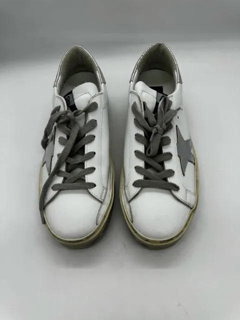 Golden Goose Delux Brand 7.5 WHITE AND SILVER SHOES