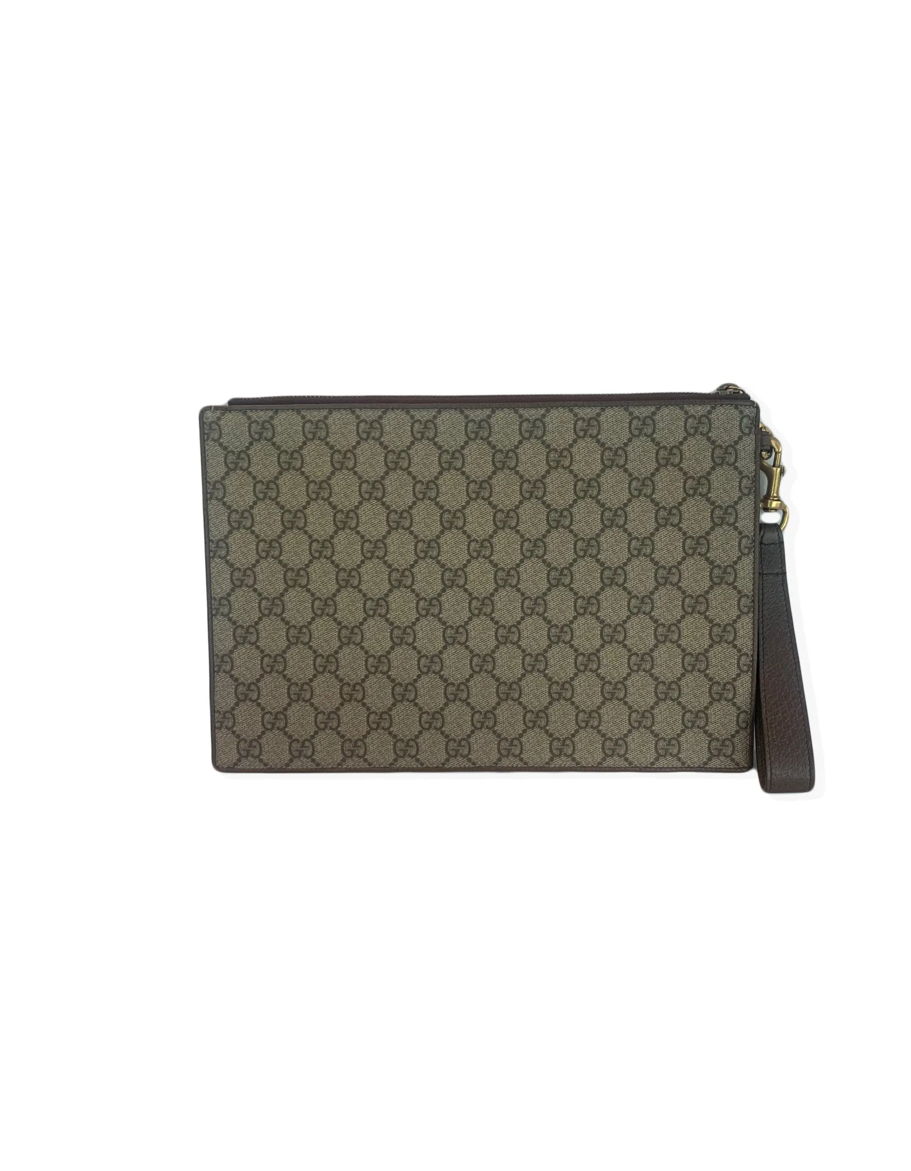 Gucci GG Supreme Monogram Places Courrier Embroidered Zip Pouch
