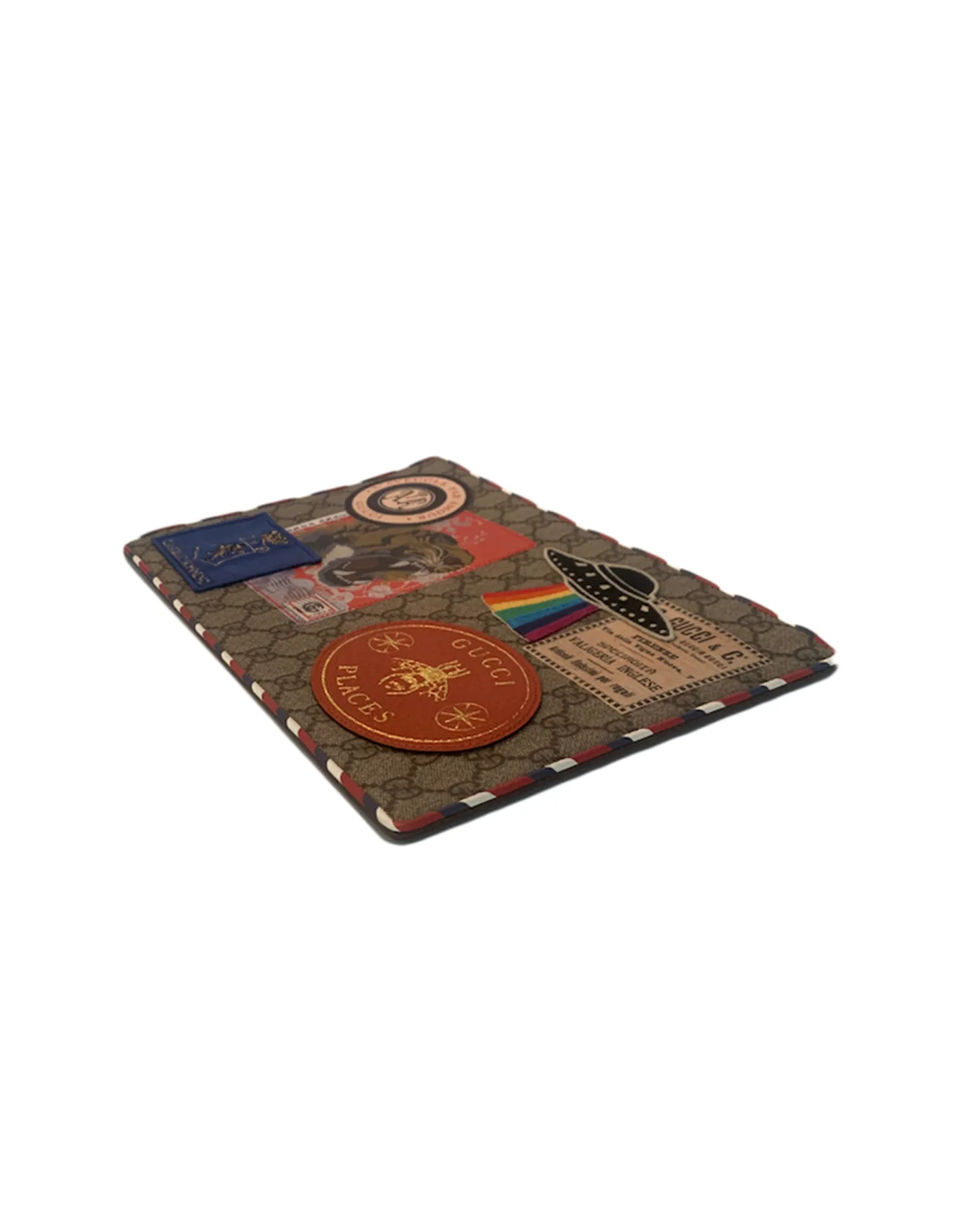 Gucci GG Supreme Monogram Places Courrier Embroidered Zip Pouch