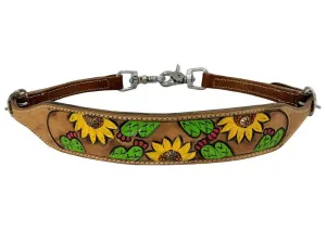 Hand painted sunflower and cactus wither strap