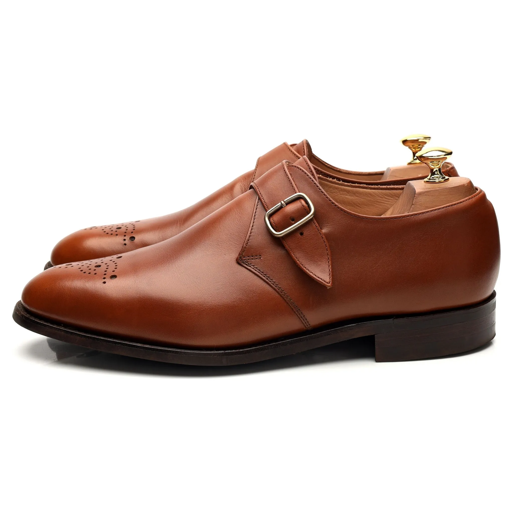Herring 'Didsbury' Tan Brown Leather Monk Strap UK 10 F