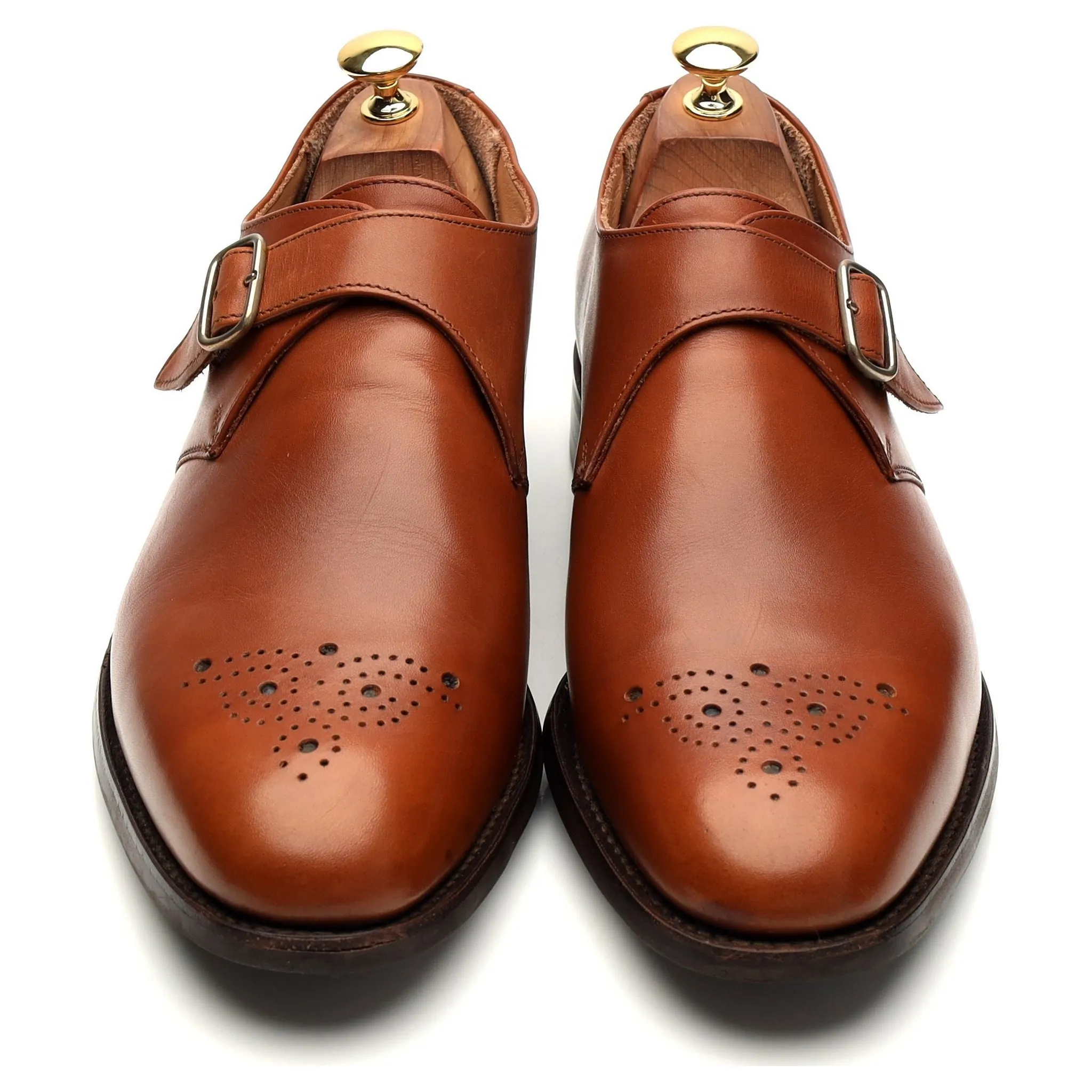 Herring 'Didsbury' Tan Brown Leather Monk Strap UK 10 F