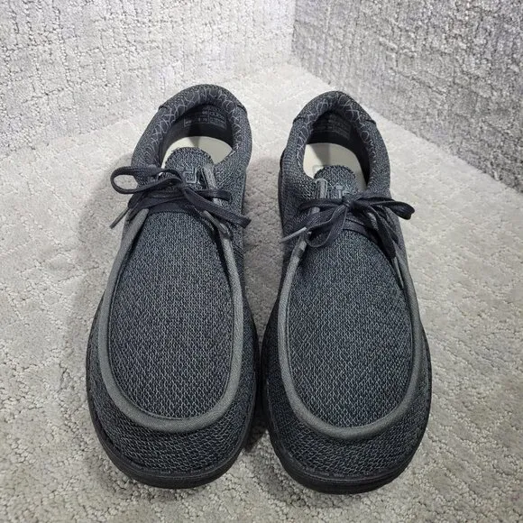 Hey Dude Wally Sox Micro Total Black Casual Boat Shoes Men's Size 13 US