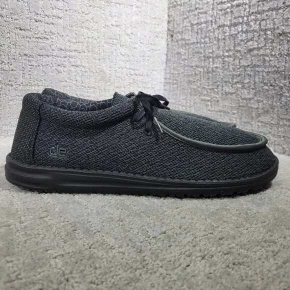 Hey Dude Wally Sox Micro Total Black Casual Boat Shoes Men's Size 13 US