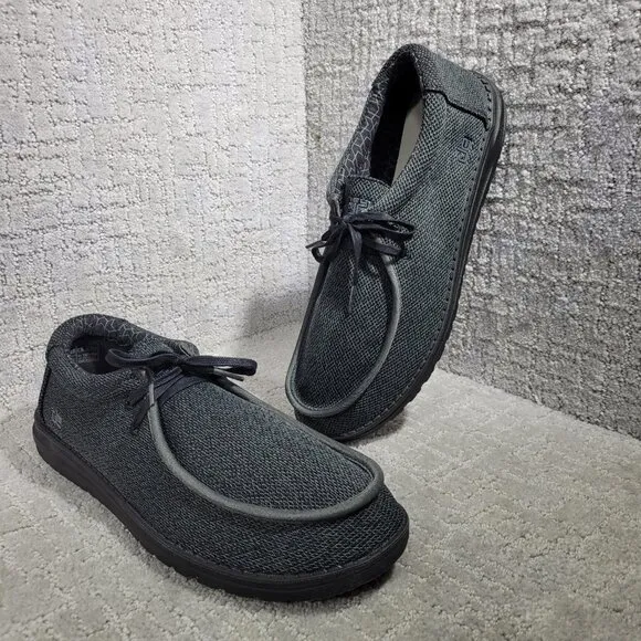 Hey Dude Wally Sox Micro Total Black Casual Boat Shoes Men's Size 13 US