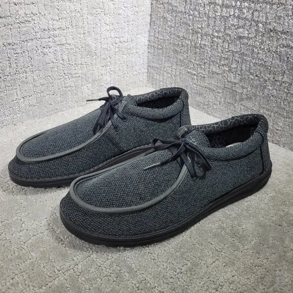 Hey Dude Wally Sox Micro Total Black Casual Boat Shoes Men's Size 13 US