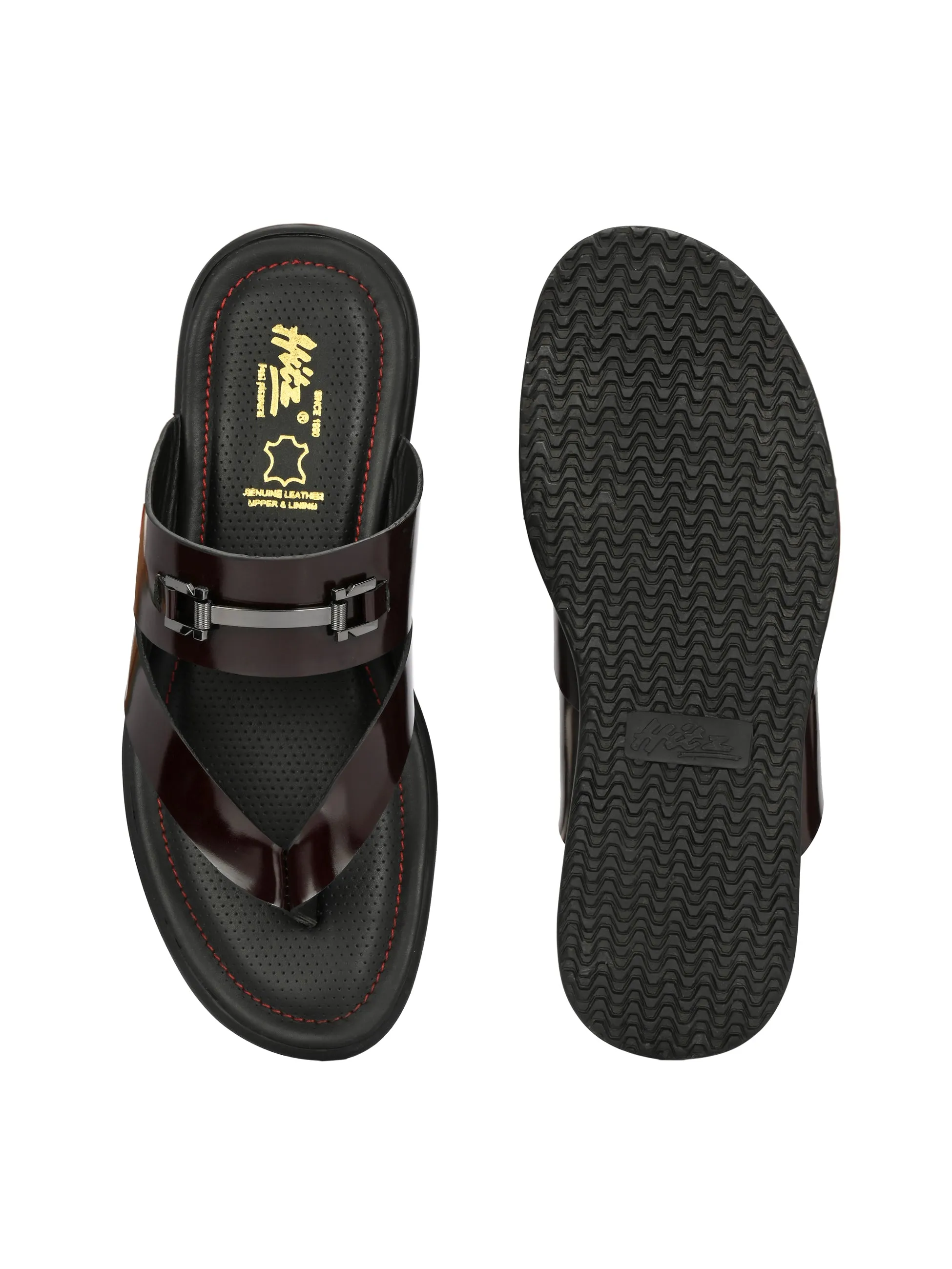 Hitz Men's Brown Open Toe Casual Slippers