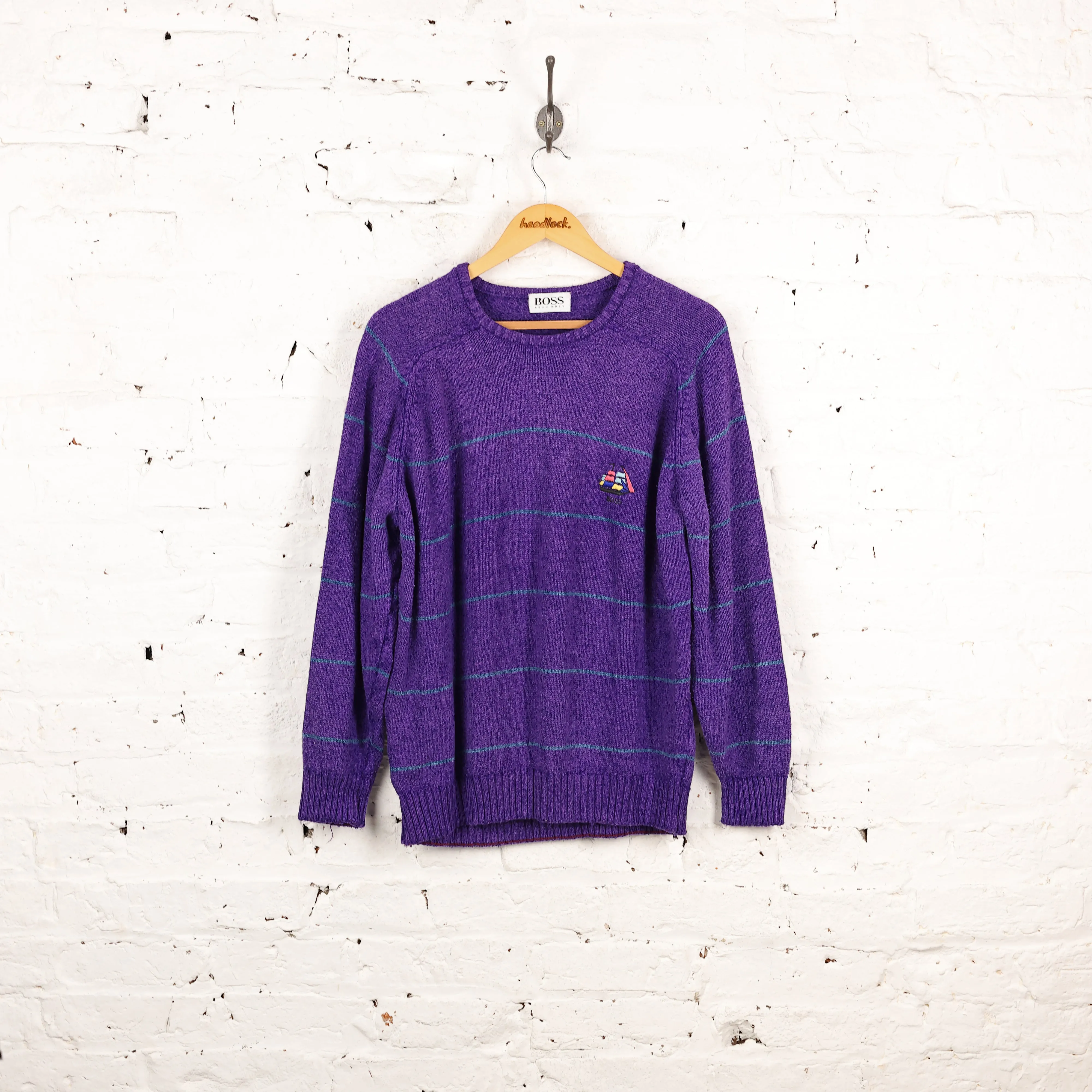 Hugo Boss 90s Pattern Knit Jumper - Purple - M