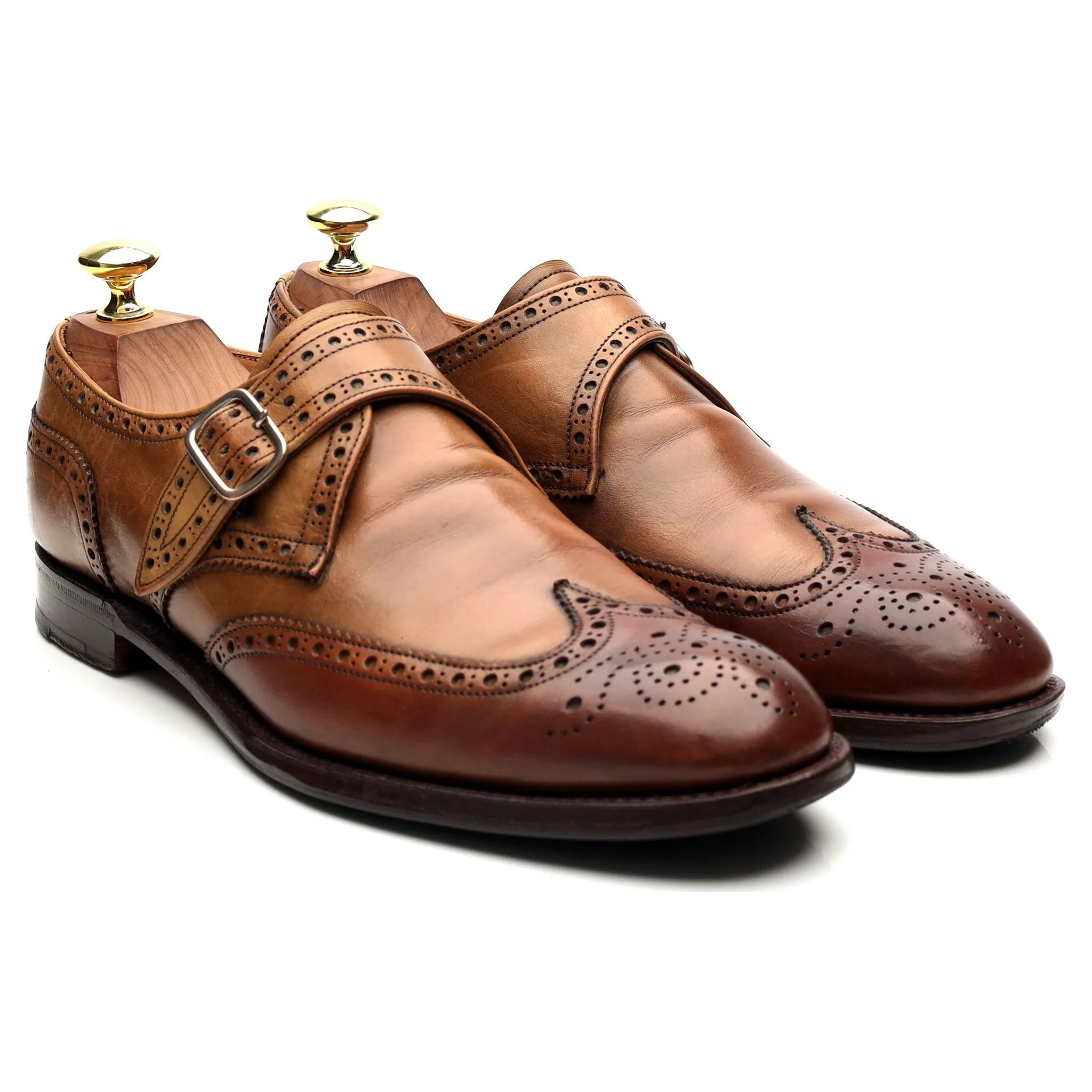 'Humphrey' Brown Leather Monk Strap UK 7 F