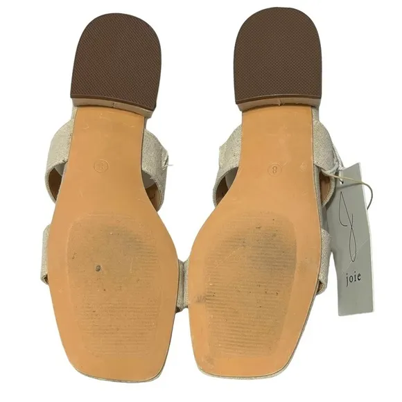 Joie Nolina Cream Linen Open Toe Sandal, New, Size 8