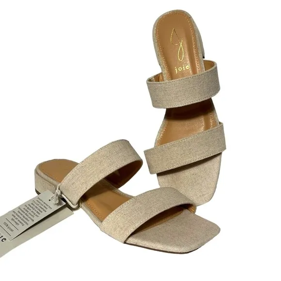Joie Nolina Cream Linen Open Toe Sandal, New, Size 8