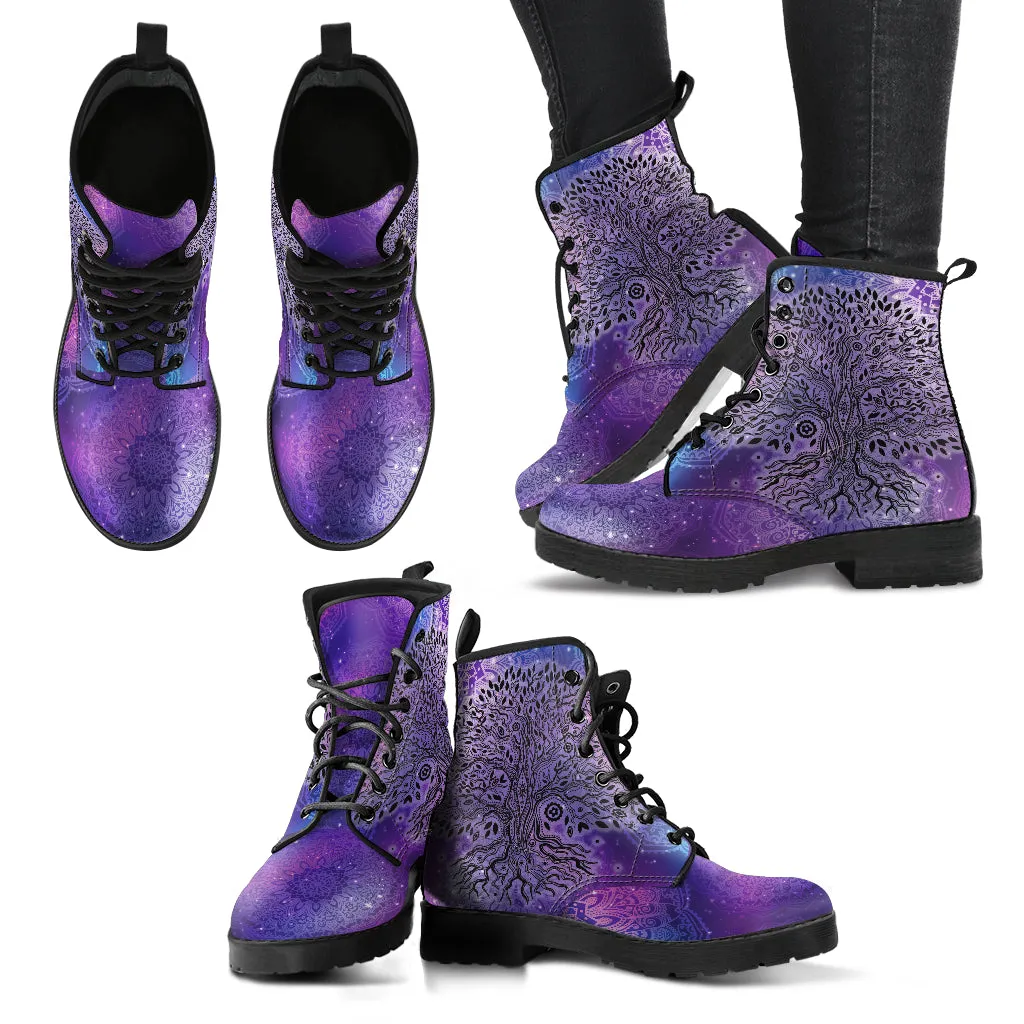 Lavender Tree Of Life Women's Eco-Friendly Leather Boots