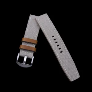 Leather Watch Strap, Beige Canvas | Full Stitch