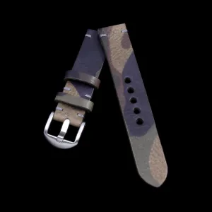 Leather Watch Strap, Camo Grigio