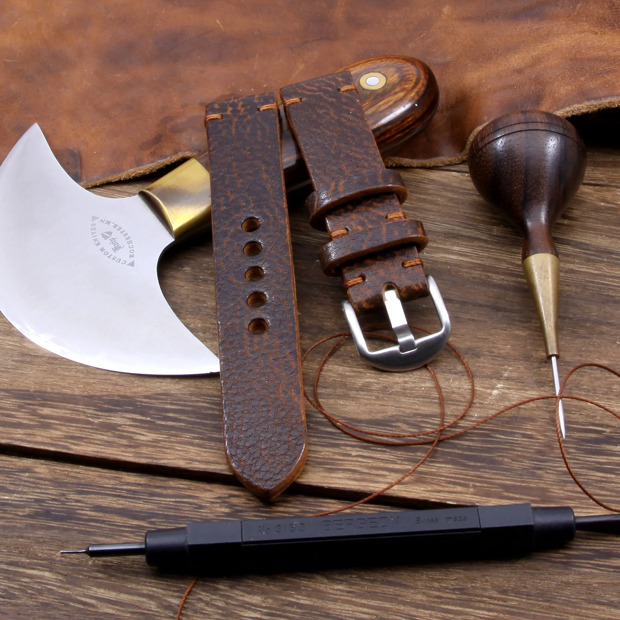 Leather Watch Strap, Gobi Cognac