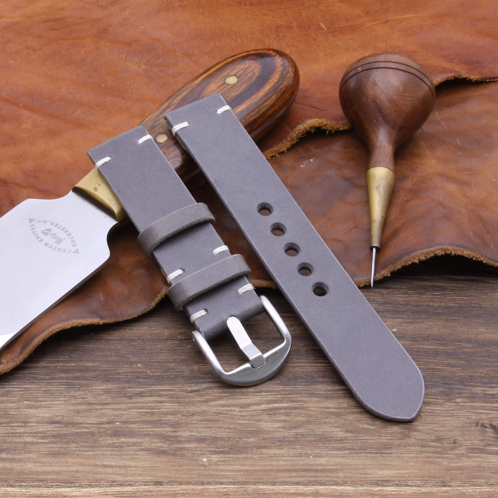 Leather Watch Strap, Koala Antracite