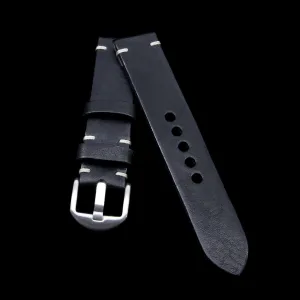 Leather Watch Strap, Vintage Nero (Black)