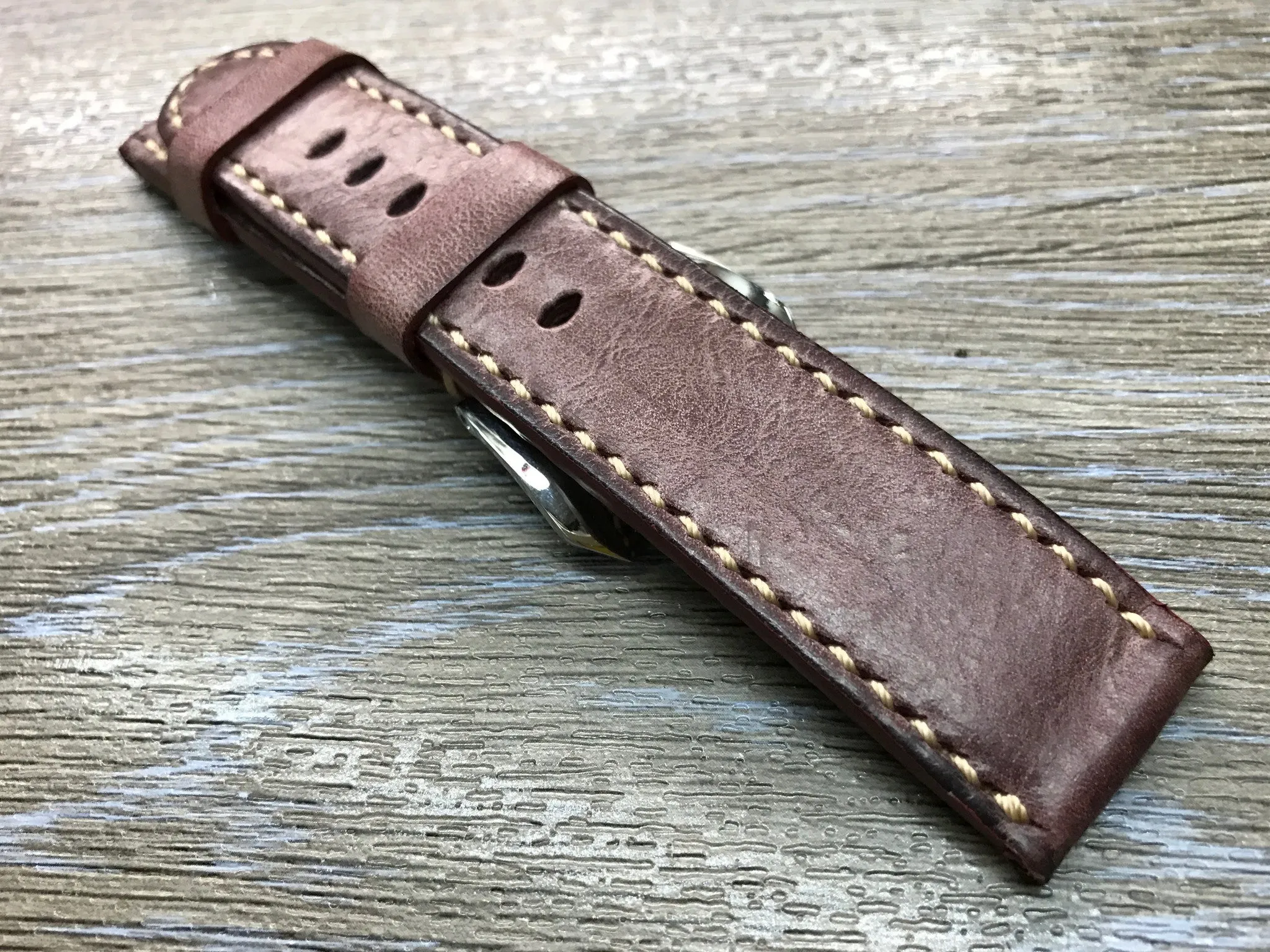 Leather Watch Strap, wristwatch Band Replacement, Watch Band 24mm, Waxed Leather Straps for Panerai