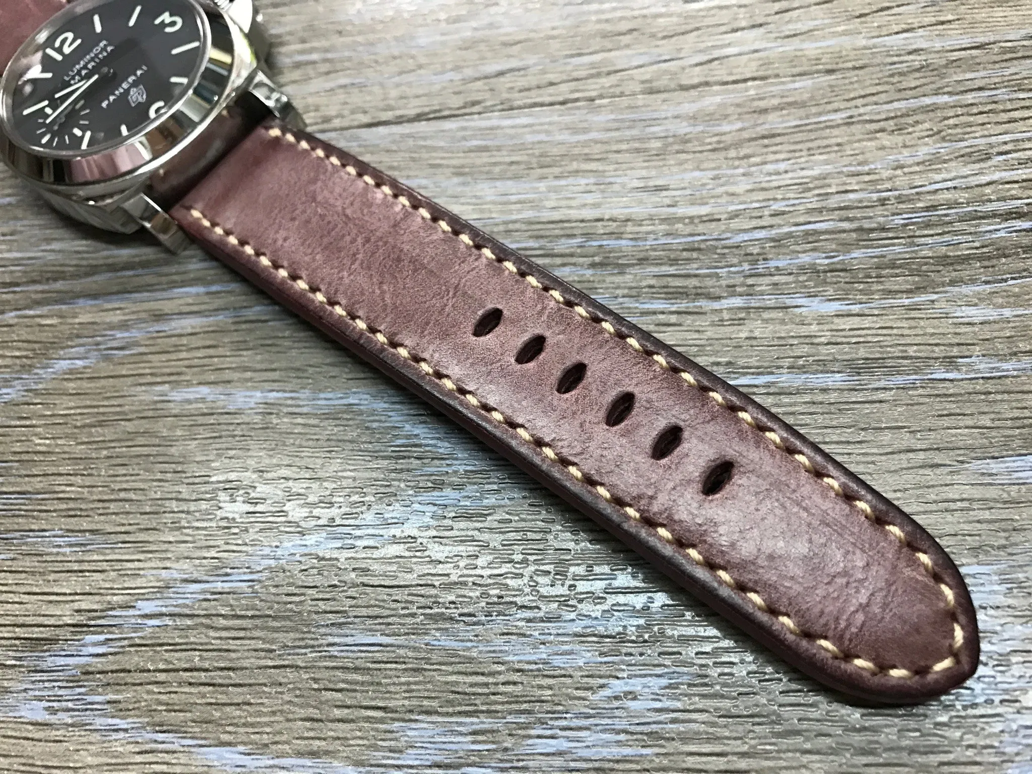 Leather Watch Strap, wristwatch Band Replacement, Watch Band 24mm, Waxed Leather Straps for Panerai