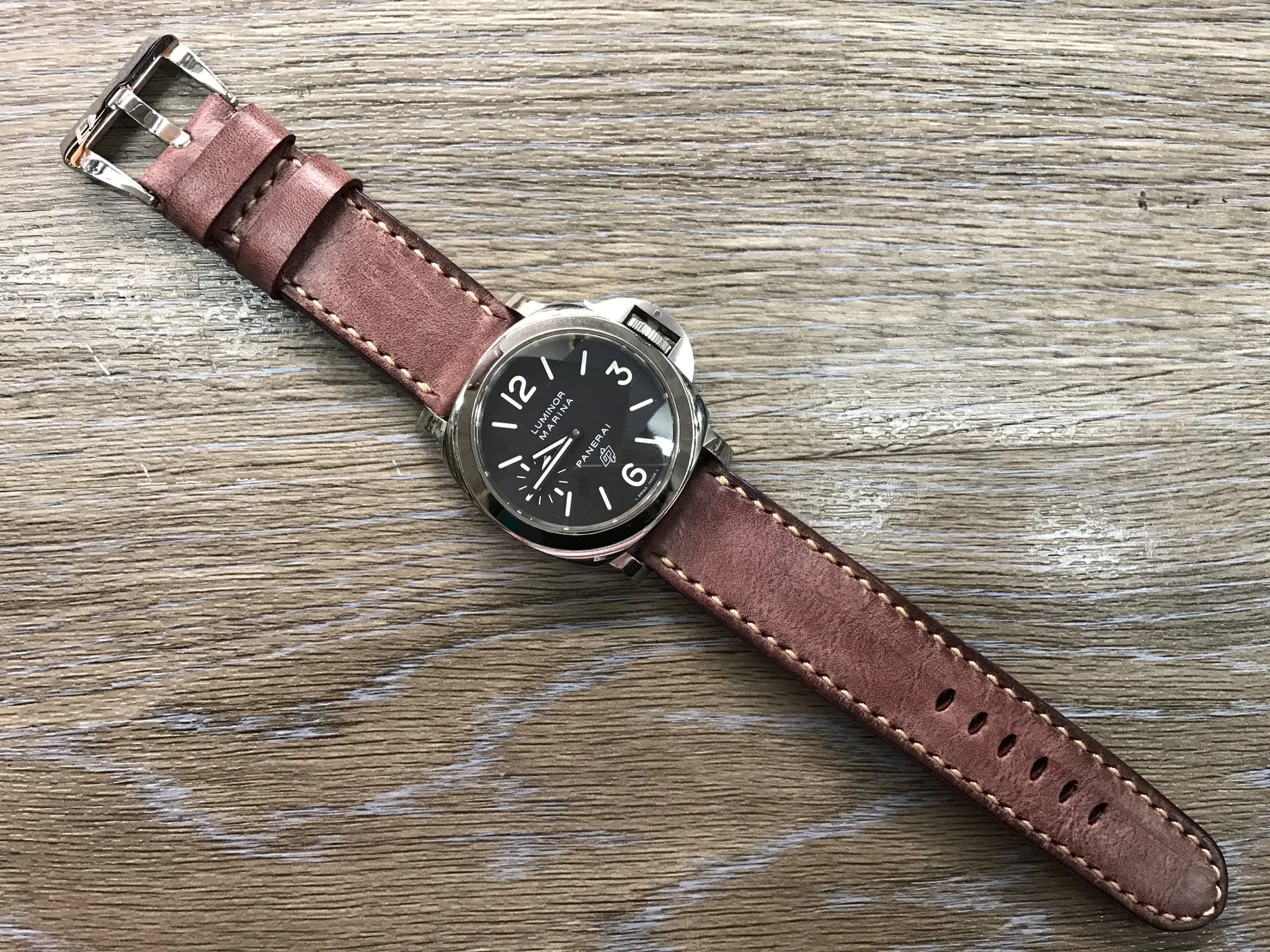 Leather Watch Strap, wristwatch Band Replacement, Watch Band 24mm, Waxed Leather Straps for Panerai