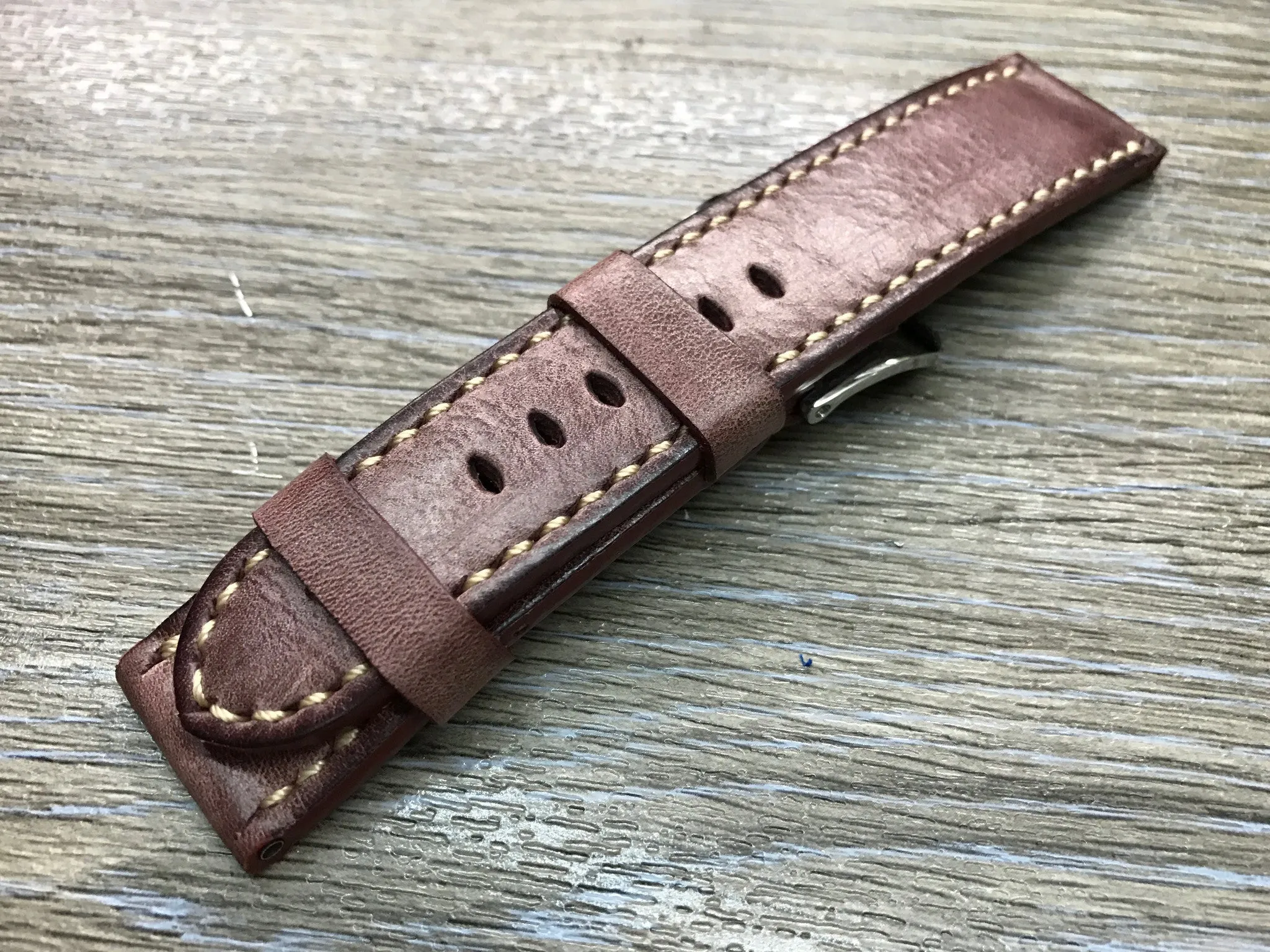 Leather Watch Strap, wristwatch Band Replacement, Watch Band 24mm, Waxed Leather Straps for Panerai