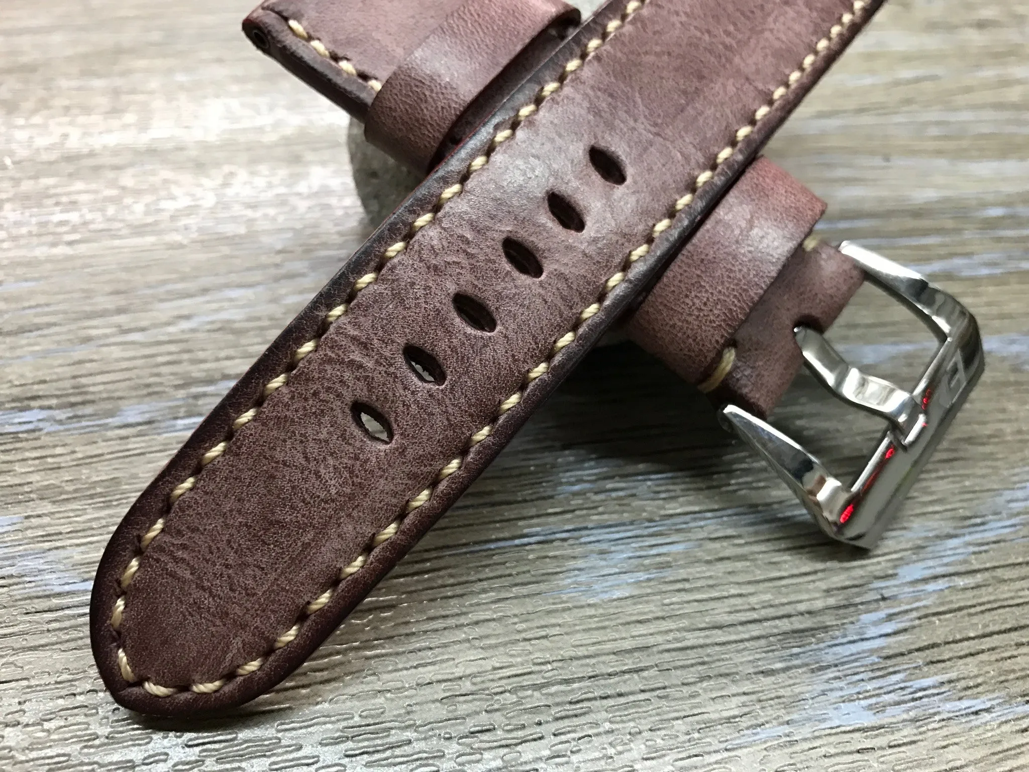 Leather Watch Strap, wristwatch Band Replacement, Watch Band 24mm, Waxed Leather Straps for Panerai