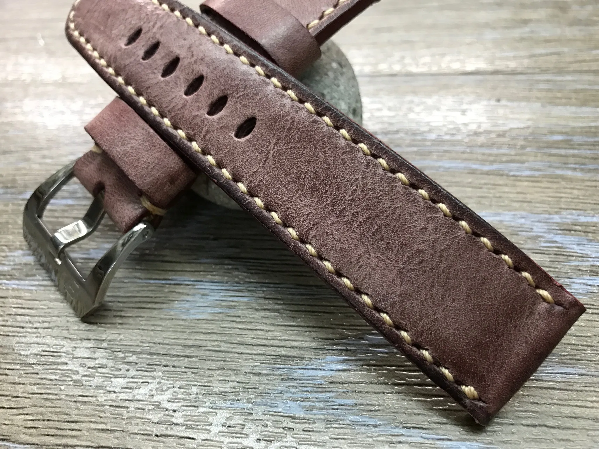 Leather Watch Strap, wristwatch Band Replacement, Watch Band 24mm, Waxed Leather Straps for Panerai