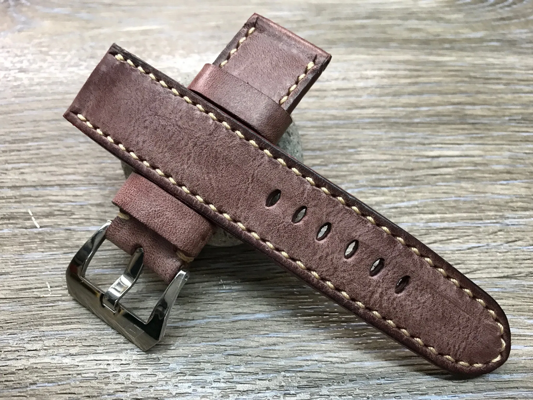 Leather Watch Strap, wristwatch Band Replacement, Watch Band 24mm, Waxed Leather Straps for Panerai