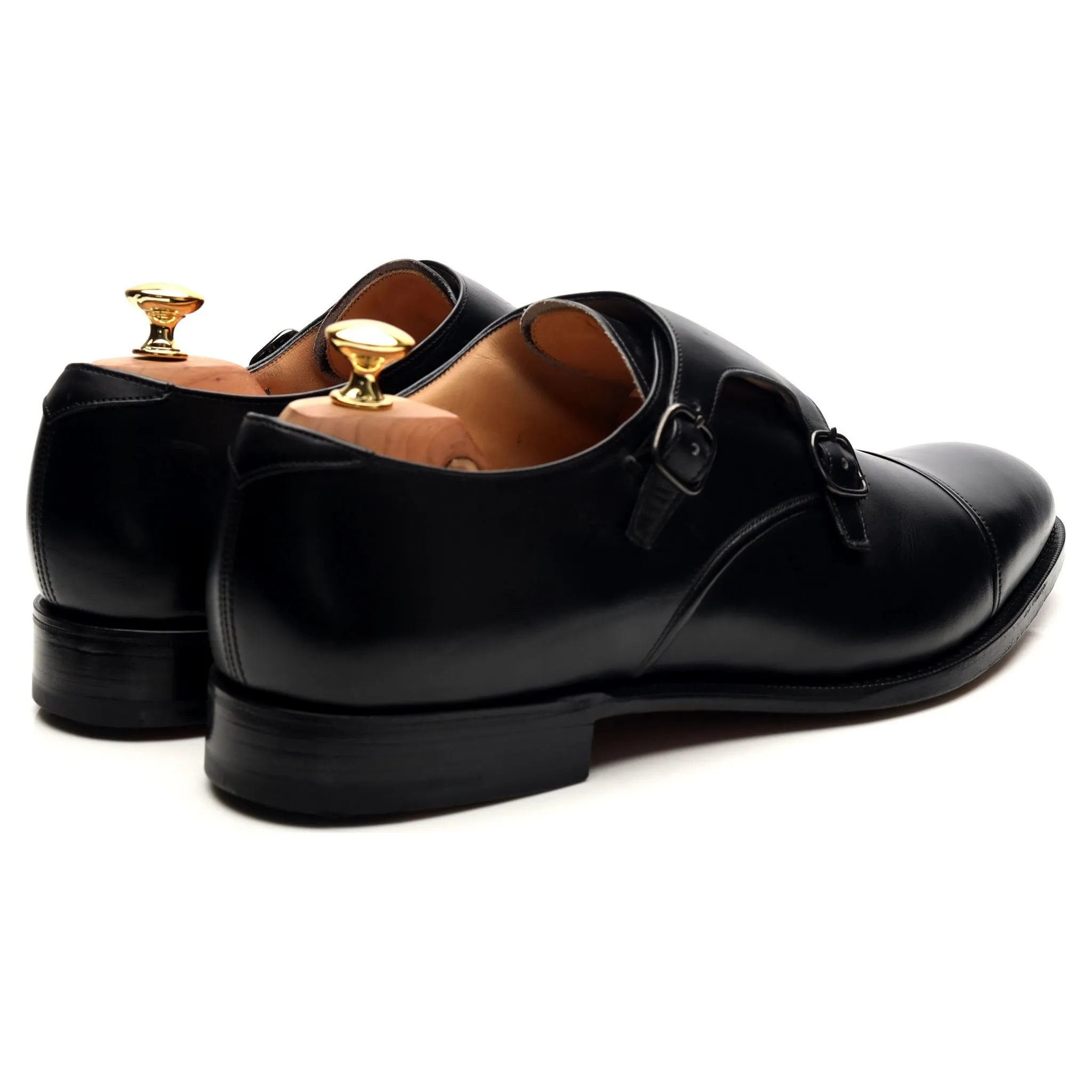 'Ledstone' Black Leather Double Monk Strap UK 11 G