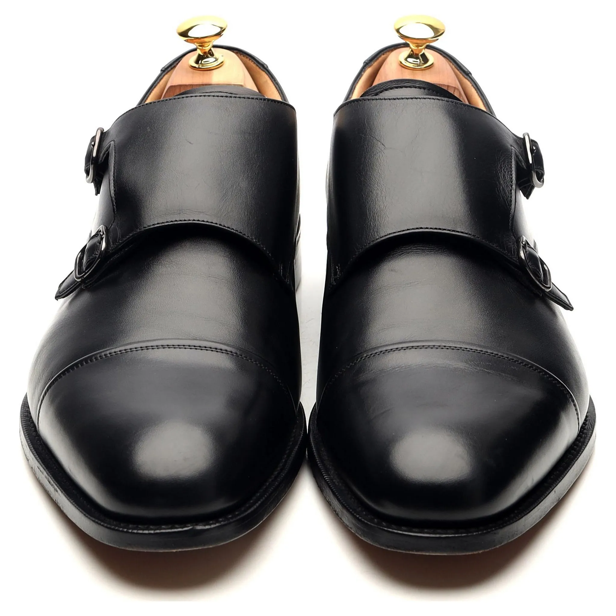 'Ledstone' Black Leather Double Monk Strap UK 11 G